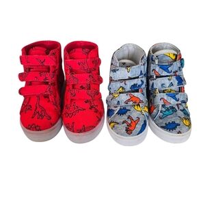 Lot Of 2 Just Fab Dinosaur Print Sneakers - Red and Gray Size 6